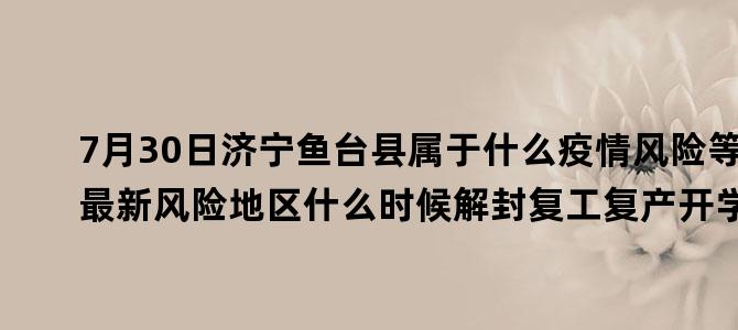 '7月30日济宁鱼台县属于什么疫情风险等级 最新风险地区什么时候解封复工复产开学的'